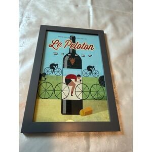 Le Peloton Winery Evansville Framed Art Print Vintage Cycling Wine Decor 13x19